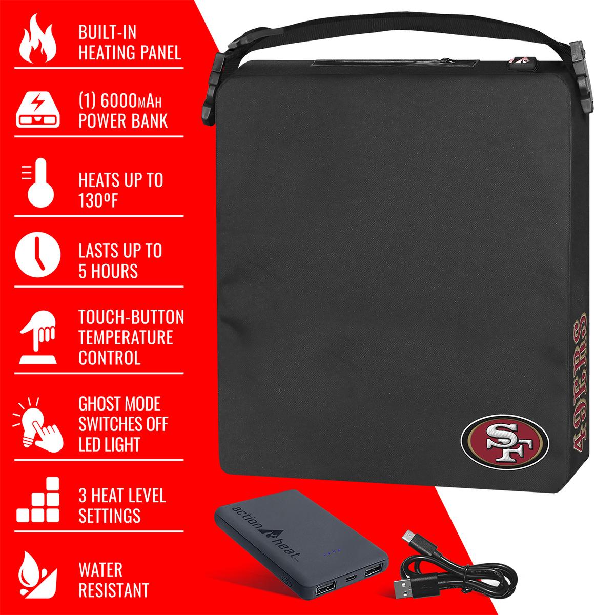 ActionHeat San Francisco 49ers 5V Battery Heated Seat Cushion - Full Set
