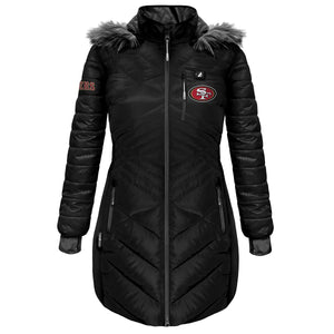 ActionHeat San Francisco 49ers 5V Women's Long Puffer Battery Heated Jacket - Heated
