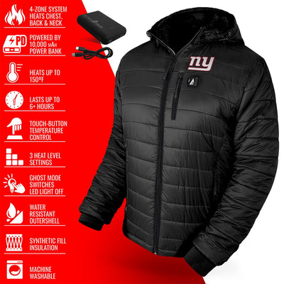 ActionHeat New York Giants 5V Men's Puffer Battery Heated Jacket - Full Set