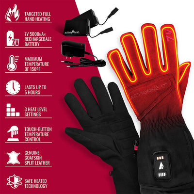 ActionHeat 7V Rugged Leather Heated Work Gloves - Full Set