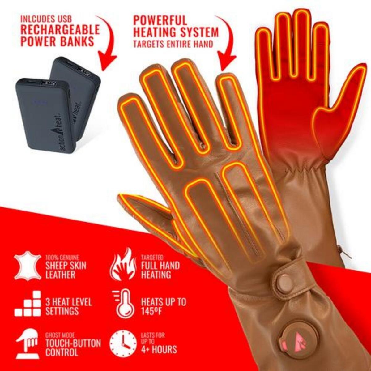 Open Box ActionHeat 5V Men's Battery Heated Leather Dress Glove - Back