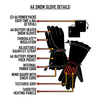 Gants chauffants à piles AA pour femmes ActionHeat Open Box