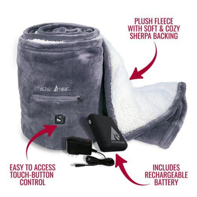 Open Box ActionHeat 7V Battery Heated Plush Throw Blanket - Battery