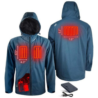 Open Box ActionHeat 5V Men's Battery Heated Rain Jacket - Back