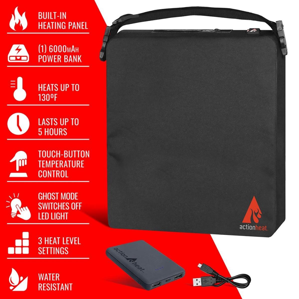 Open Box ActionHeat 5V Battery Heated Seat Cushion - Full Set