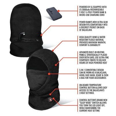 Open Box ActionHeat 5V Battery Heated Fleece Balaclava