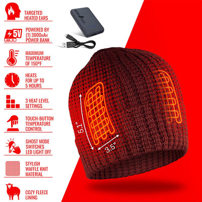 ActionHeat 5V Battery Heated Waffle Knit Hat - Battery