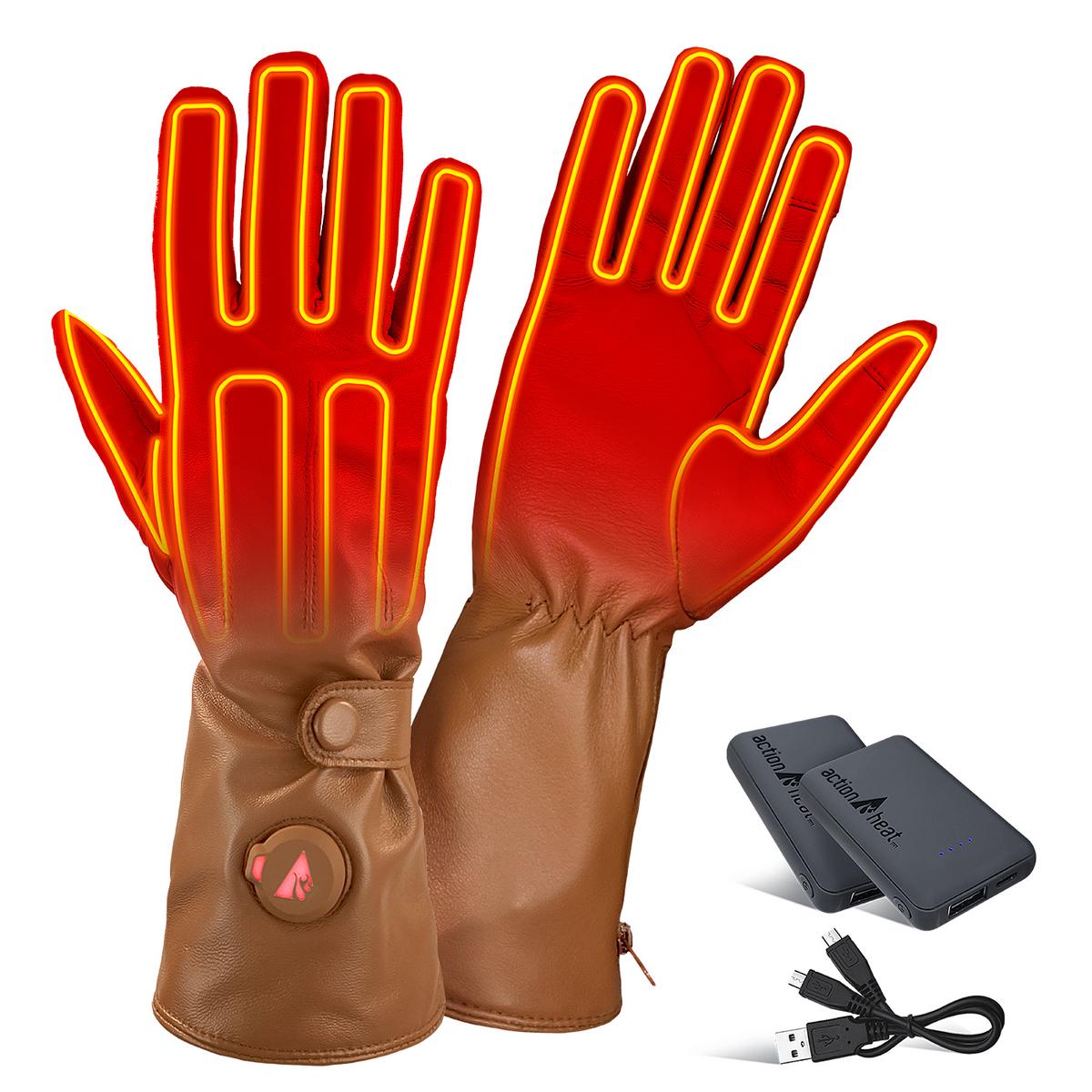 ActionHeat 5V Men's Battery Heated Leather Dress Glove - Full Set