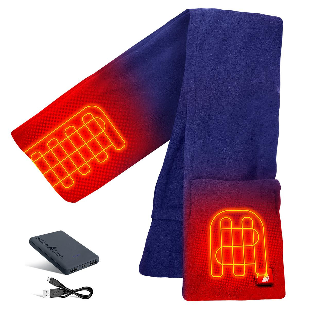 ActionHeat 5V Battery Heated Fleece Scarf with Pockets - Back