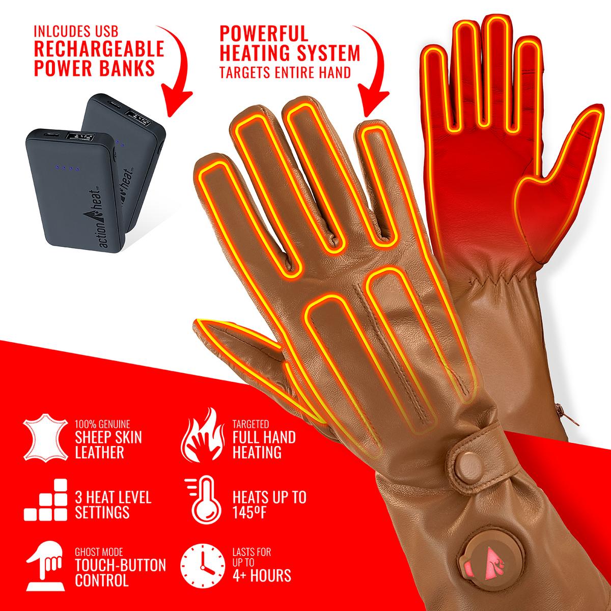 ActionHeat 5V Men's Battery Heated Leather Dress Glove - Back